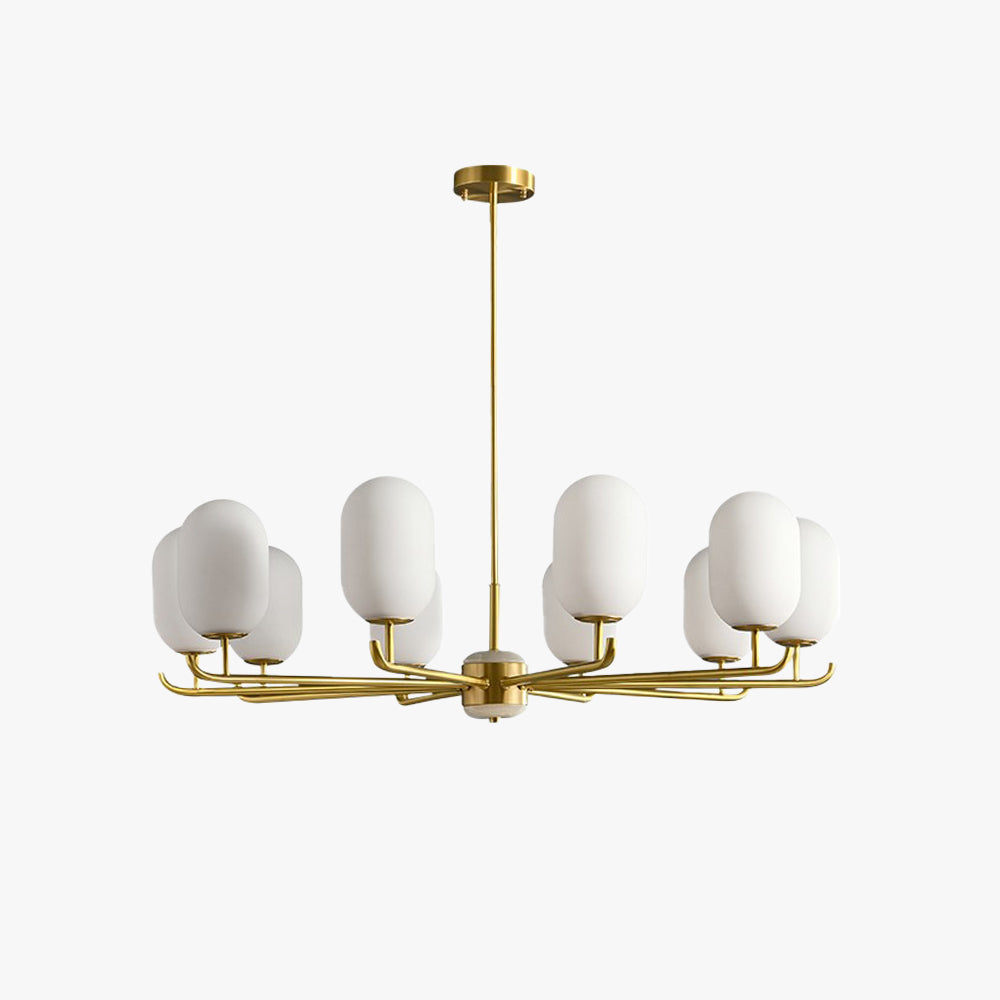 Mid-Century Modern Chandelier with Gold Finish