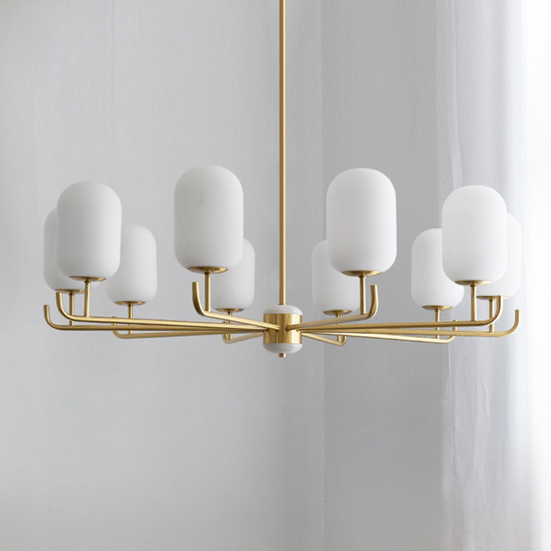 Mid-Century Modern Chandelier with Gold Finish