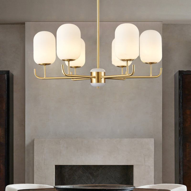 Mid-Century Modern Chandelier with Gold Finish
