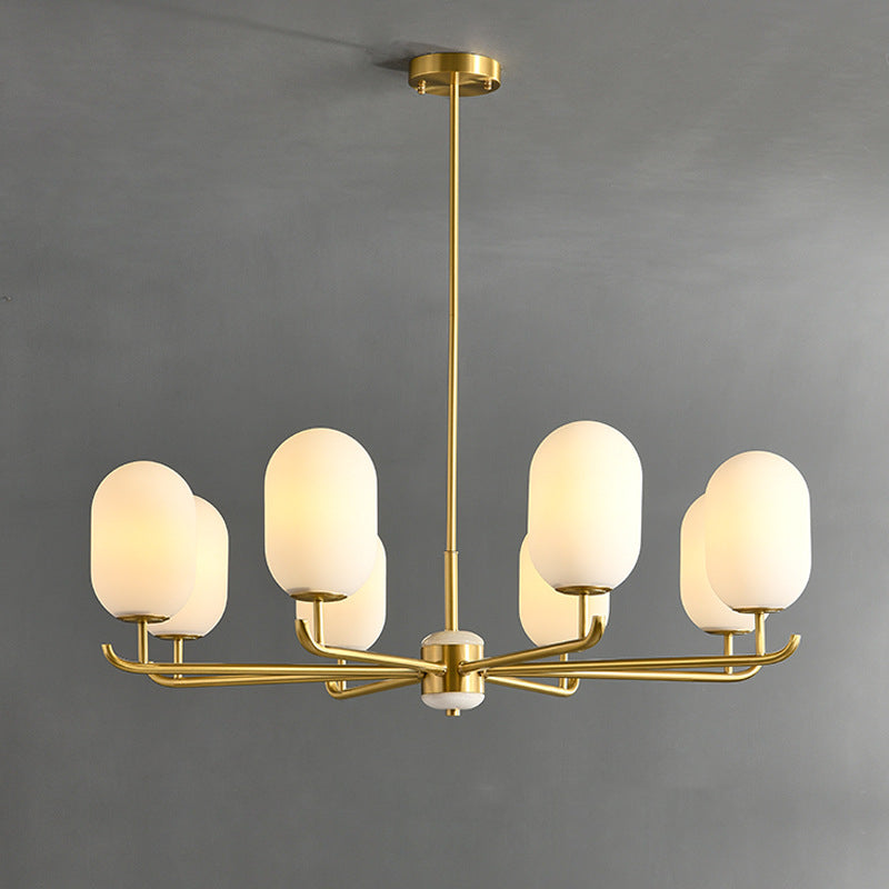 Mid-Century Modern Chandelier with Gold Finish