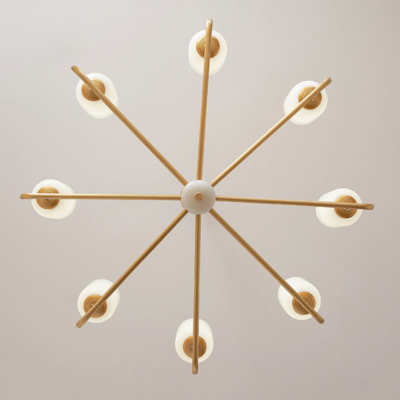 Mid-Century Modern Chandelier with Gold Finish