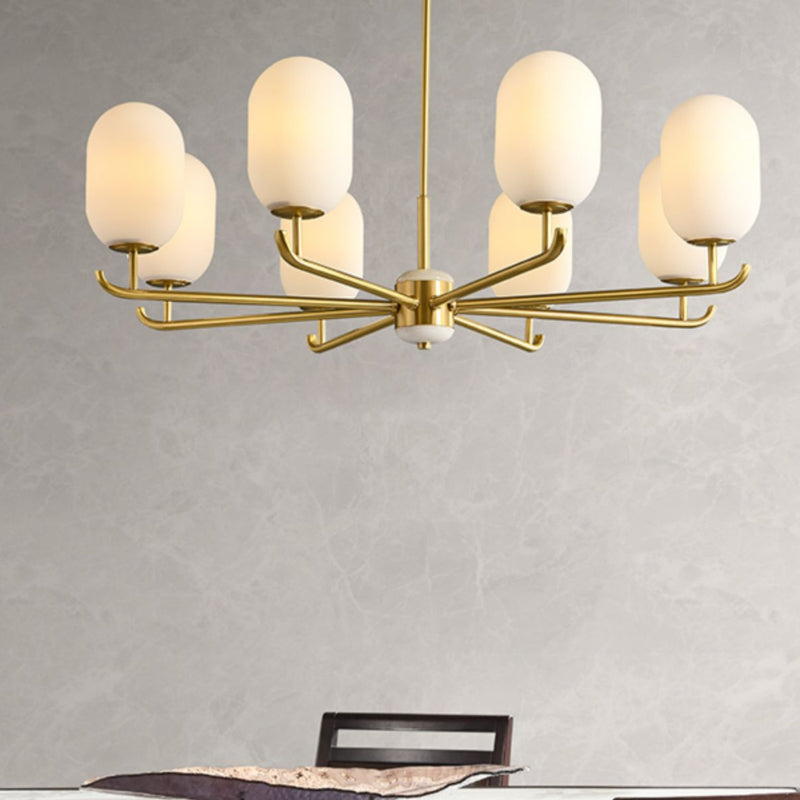 Mid-Century Modern Chandelier with Gold Finish