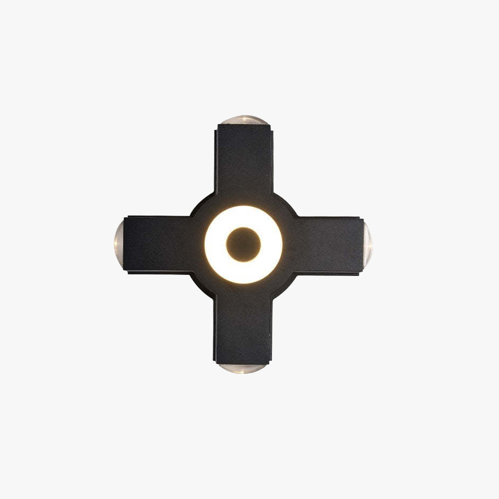Modern minimalist LED outdoor wall lamp with cross design, available in 2, 3, or 4-light options. Waterproof and energy-efficient lighting solution for gardens and corridors.