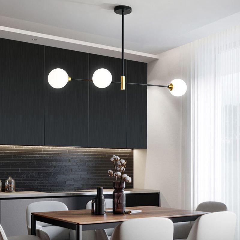 Modern Linear Pendant Light with Spherical Shades