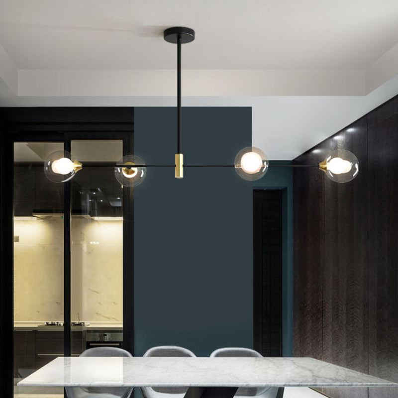 Modern Linear Pendant Light with Spherical Shades