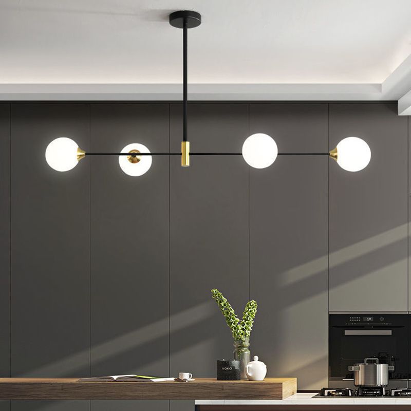 Modern Linear Pendant Light with Spherical Shades