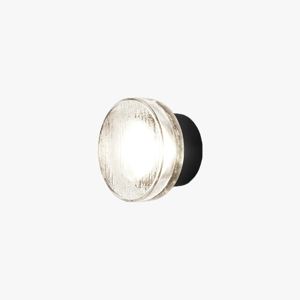 Modern mini bubble glass outdoor wall lamp with a transparent glass and metal construction. Waterproof and ideal for patios, gardens, and cozy outdoor corners. Small round design for modern homes.