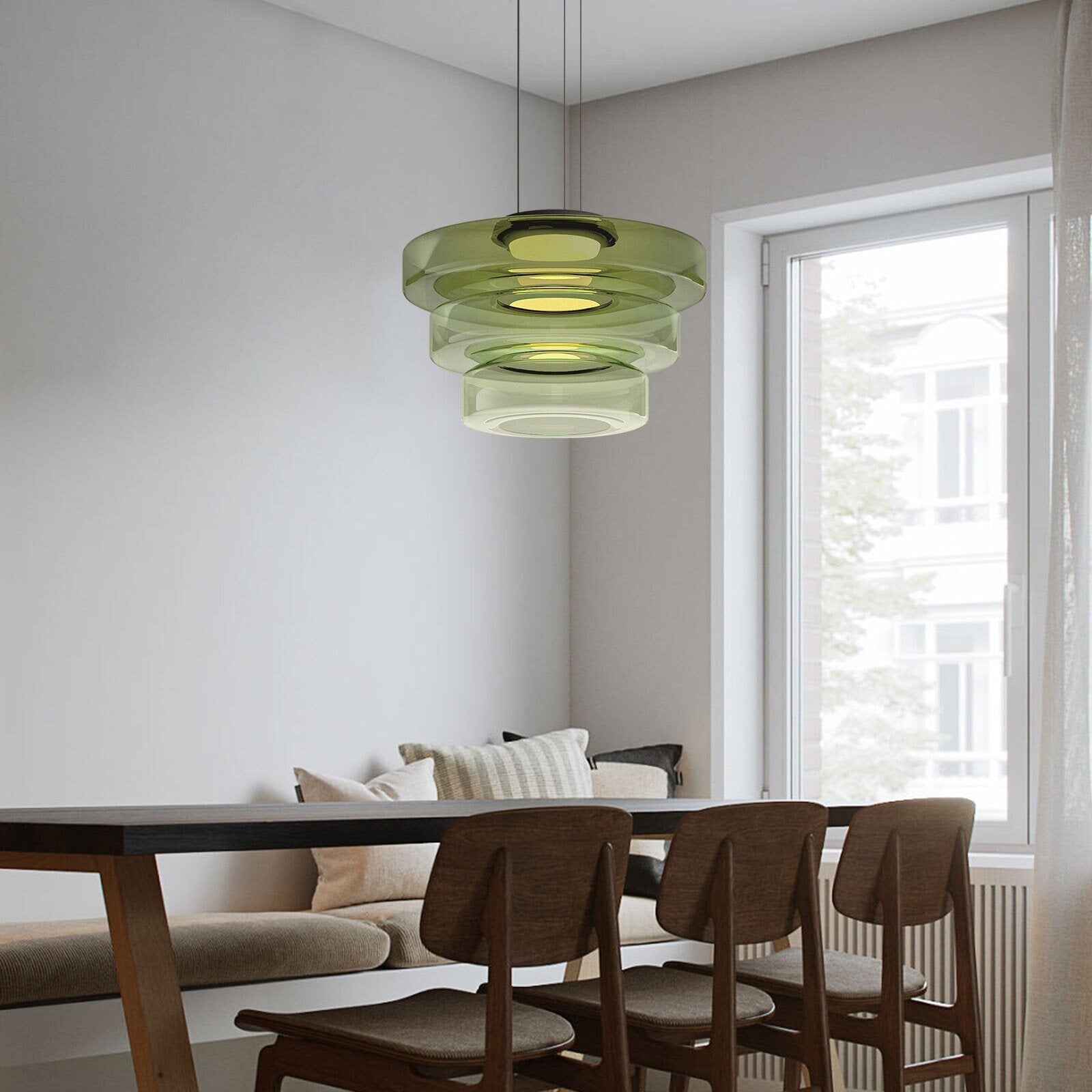 Modern Pendant Light & Layered Glass Disc Design