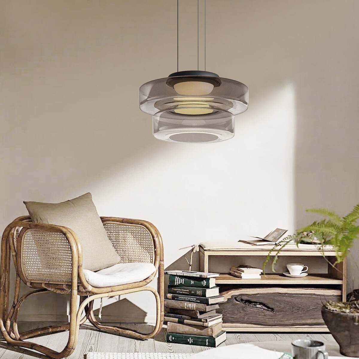 Modern Pendant Light & Layered Glass Disc Design