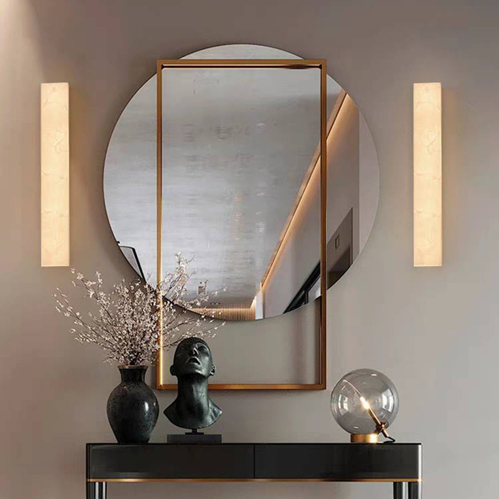 Modern Rectangular Outdoor Wall Lamp – Slim Marble Waterproof Design