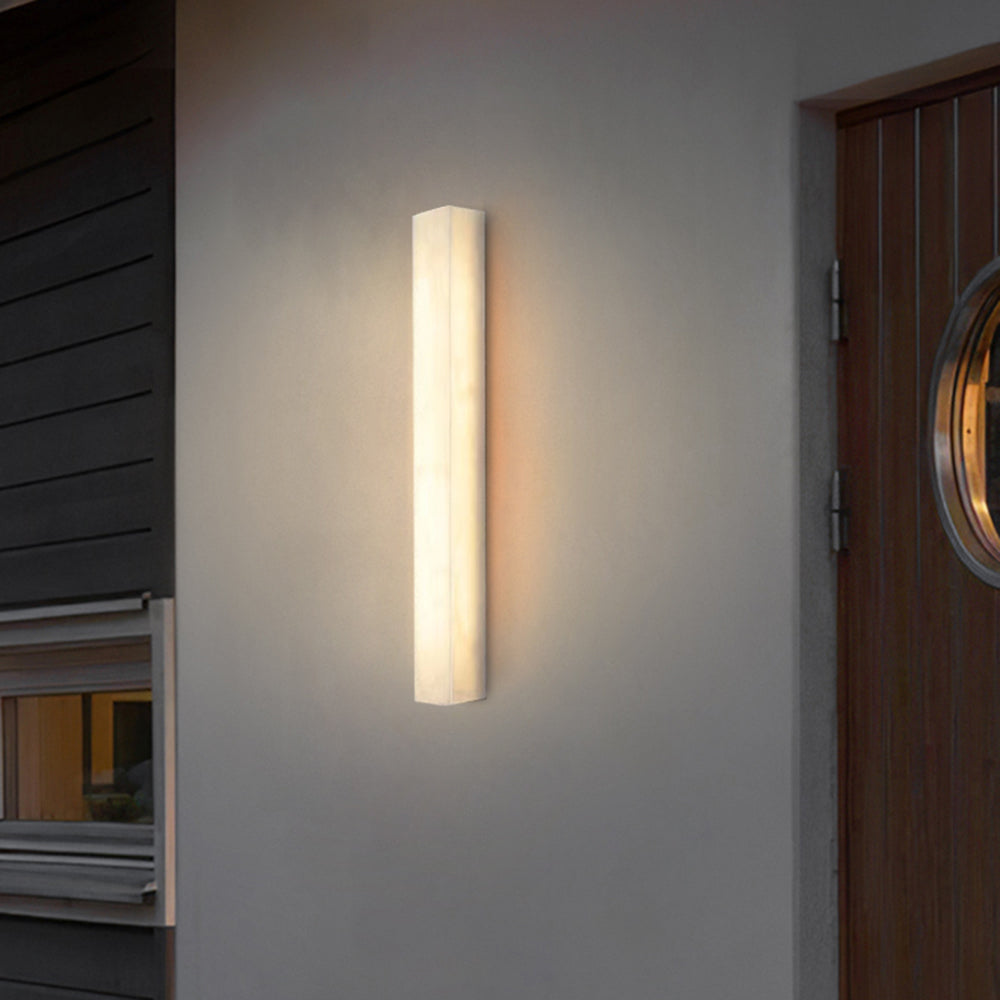 Modern Rectangular Outdoor Wall Lamp – Slim Marble Waterproof Design