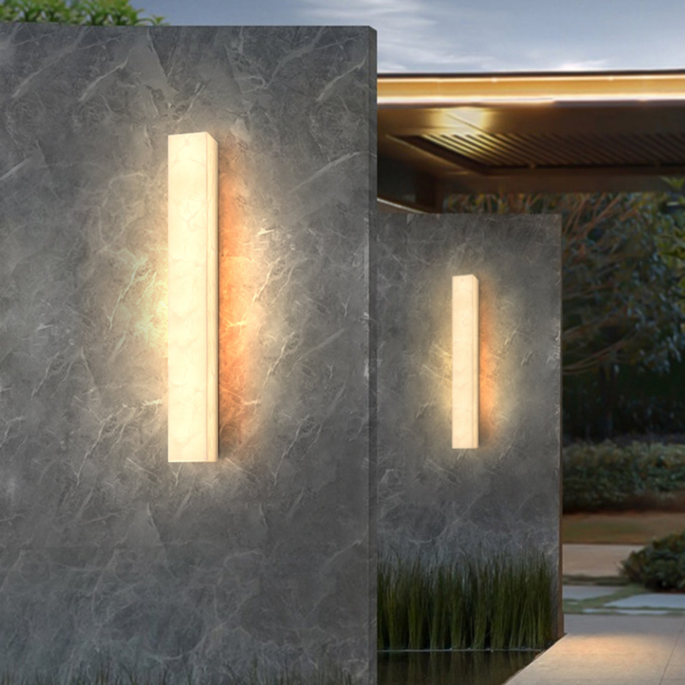 Modern Rectangular Outdoor Wall Lamp – Slim Marble Waterproof Design