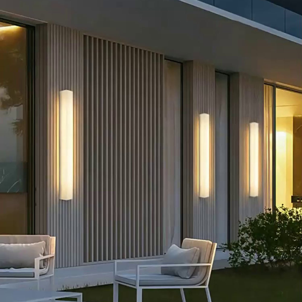 Modern Rectangular Outdoor Wall Lamp – Slim Marble Waterproof Design