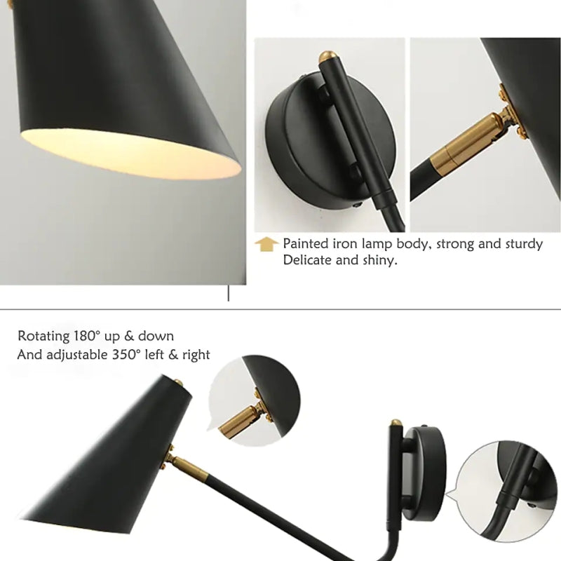 Modern Scandinavian Wall Lamp with Rotatable Arm