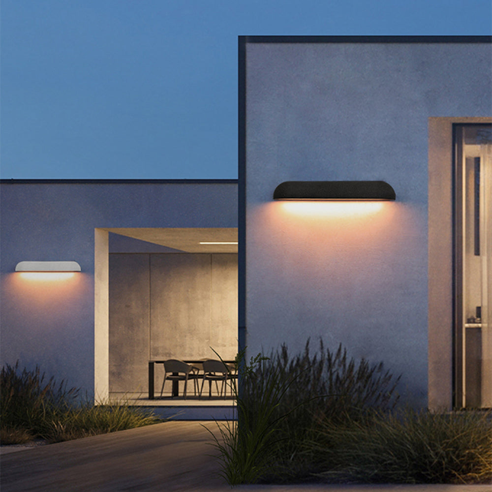 Modern Minimalist Semi-Elliptical Metal Outdoor Wall Lamp – Black or White