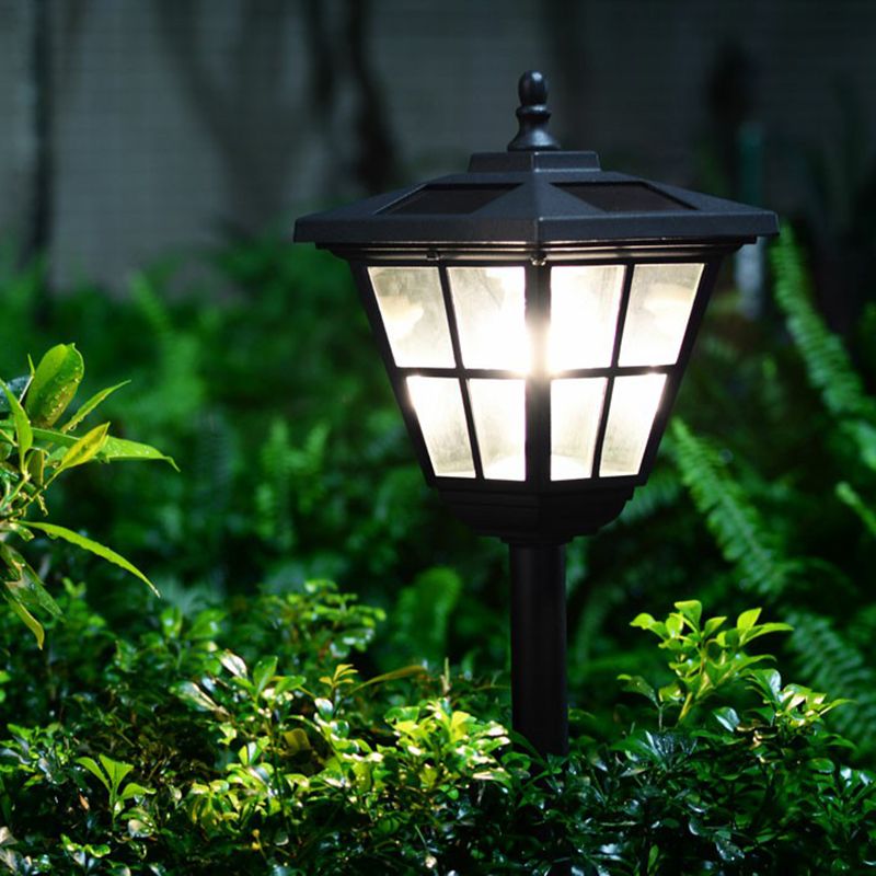 Modern Solar Outdoor Bollard Light - Black Metal and Acrylic Design