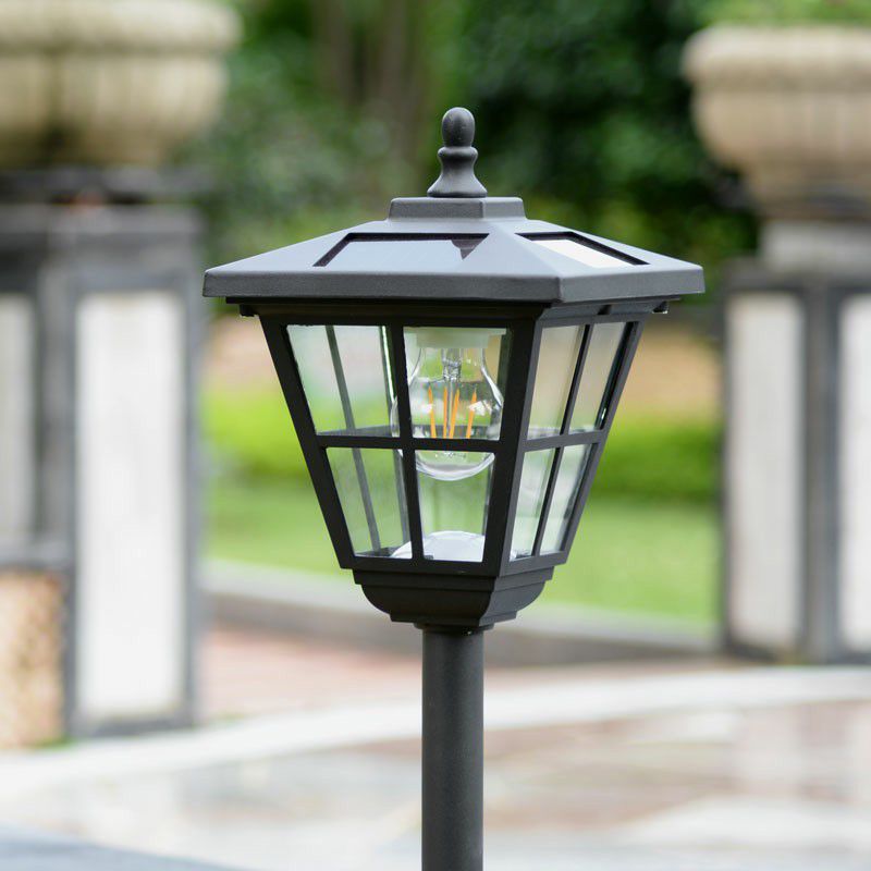 Modern Solar Outdoor Bollard Light - Black Metal and Acrylic Design