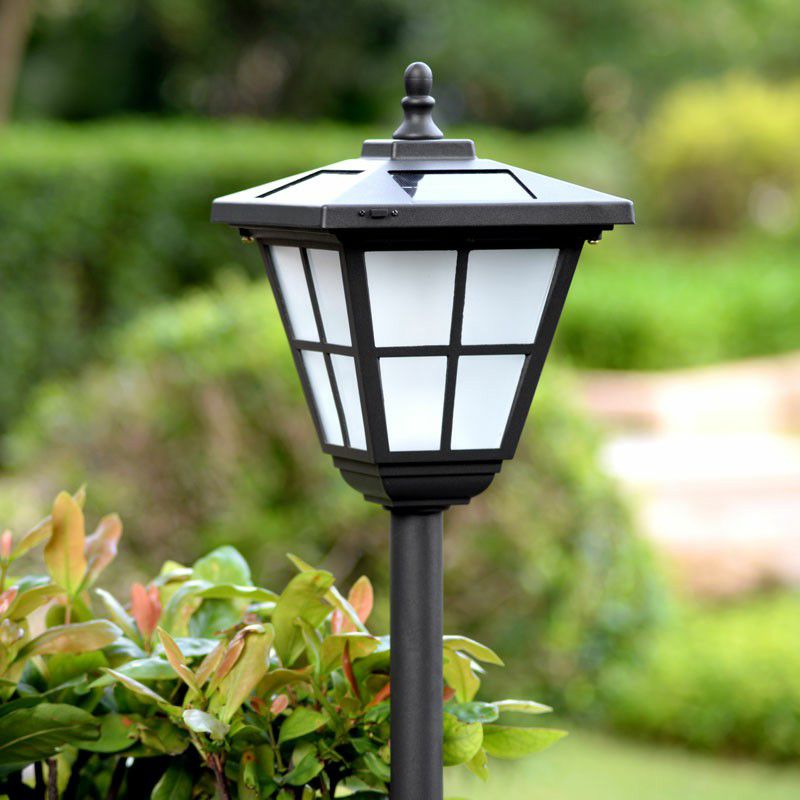 Modern Solar Outdoor Bollard Light - Black Metal and Acrylic Design