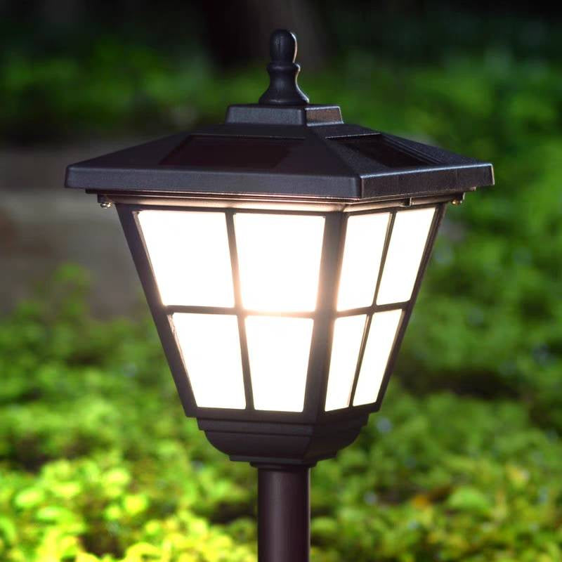 Modern Solar Outdoor Bollard Light - Black Metal and Acrylic Design