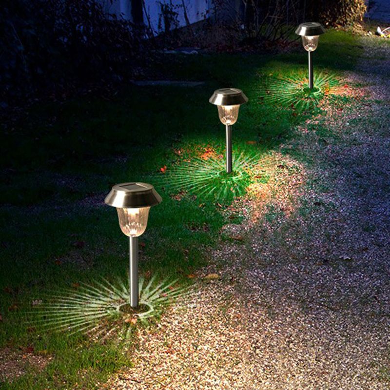 Modern Solar Outdoor Bollard Light - Sleek Metal Design for Gardens