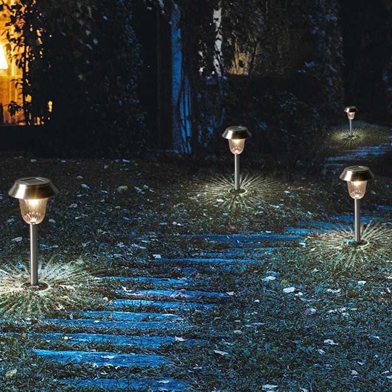 Modern Solar Outdoor Bollard Light - Sleek Metal Design for Gardens