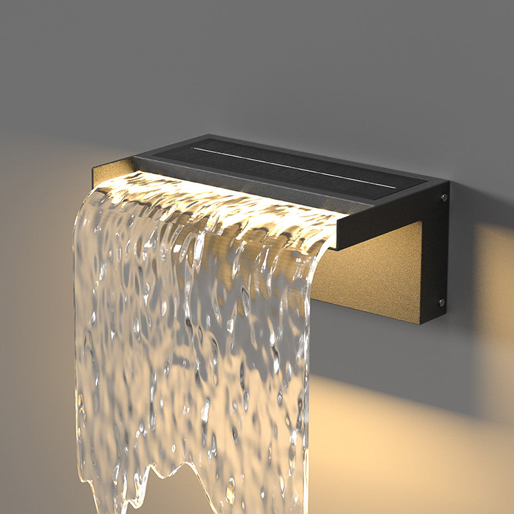 Modern Solar Outdoor Wall Lamp with Flowing Water Effect
