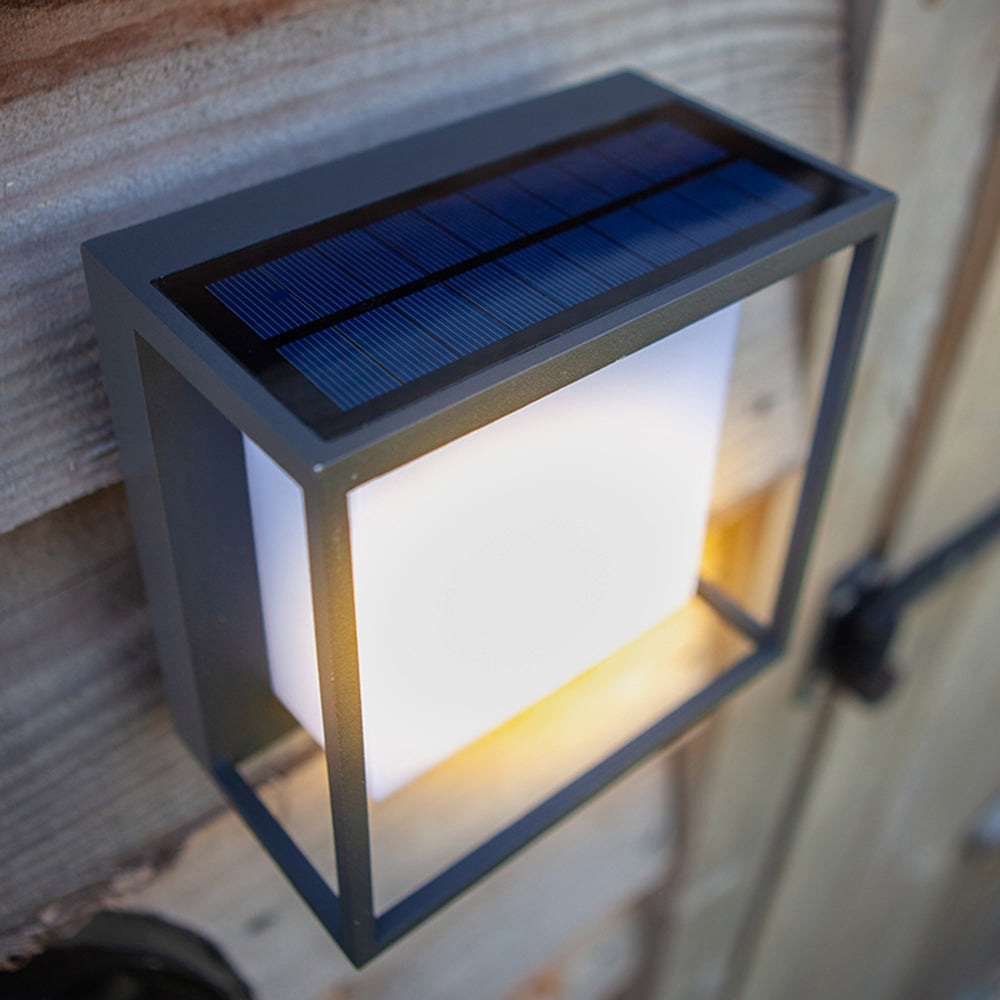 Modern Solar-Powered Rectangular LED Outdoor Wall Lamp with Sensor