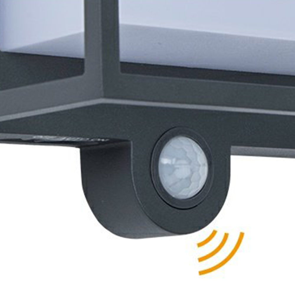 Modern Solar-Powered Rectangular LED Outdoor Wall Lamp with Sensor