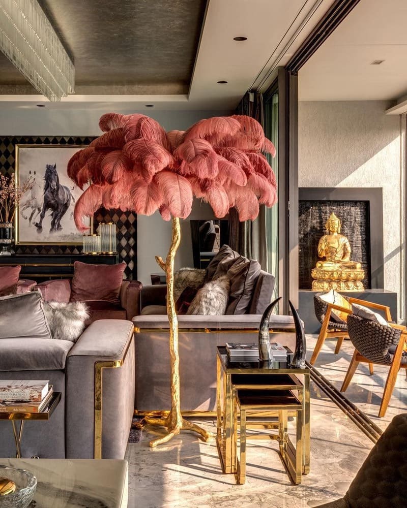 Bohemian branch-like Floor Lamp – Feather Canopy
