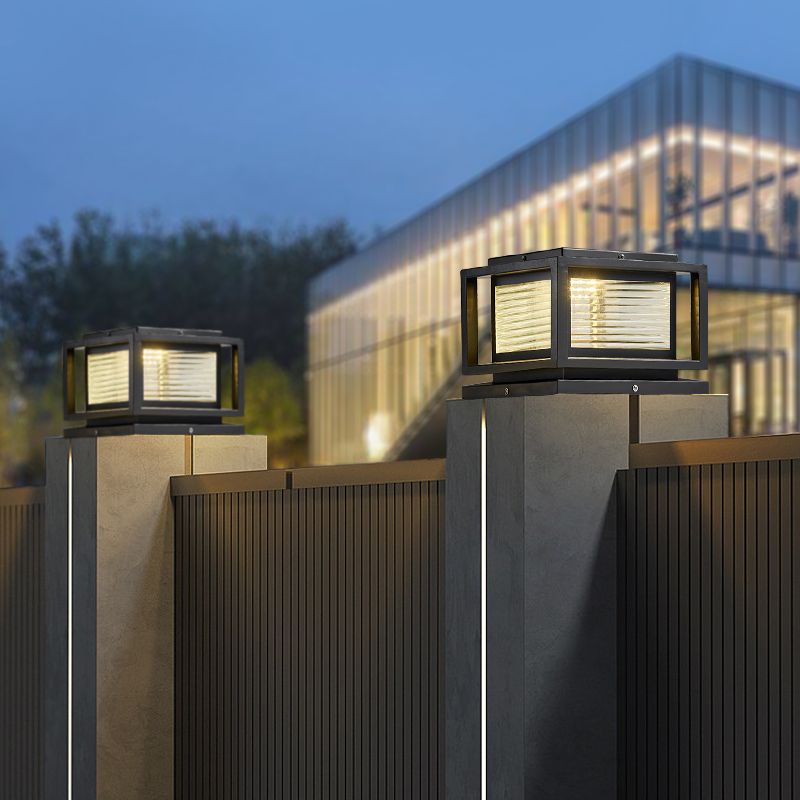 Outdoor Black Metal-Glass Post-Pier Light