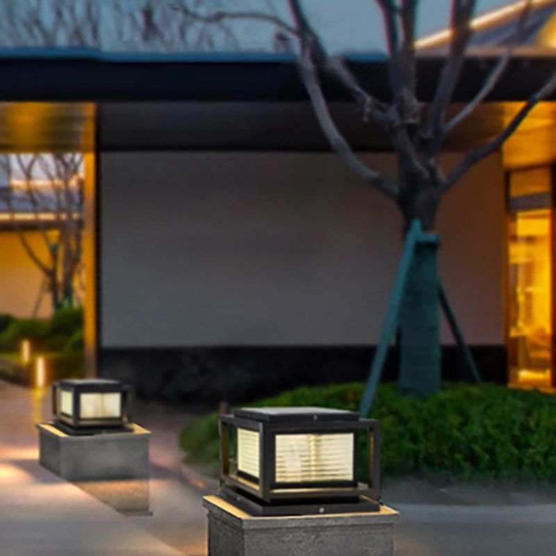 Outdoor Black Metal-Glass Post-Pier Light