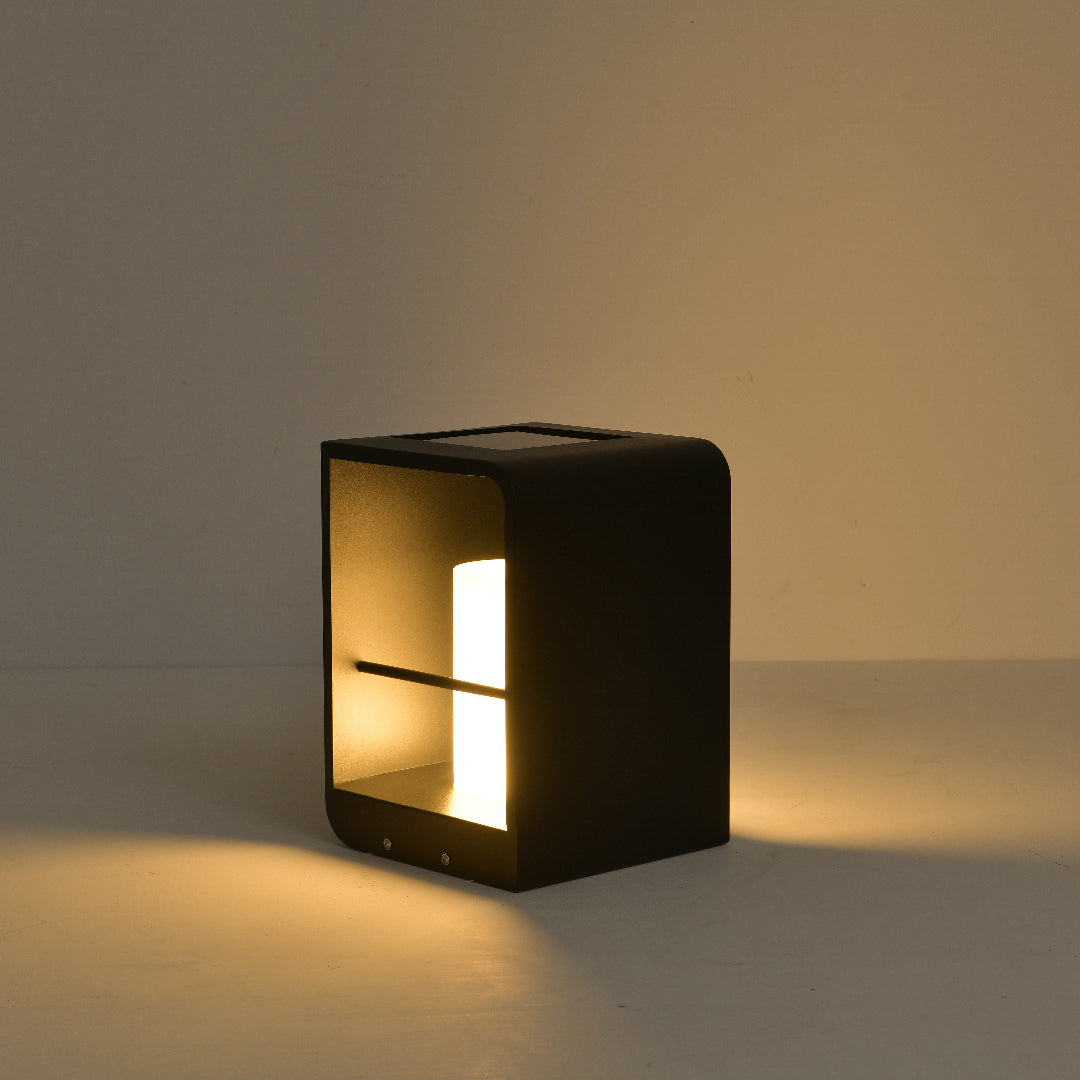 Outdoor Floor Lamp, Modern Style, Metal/Wood
