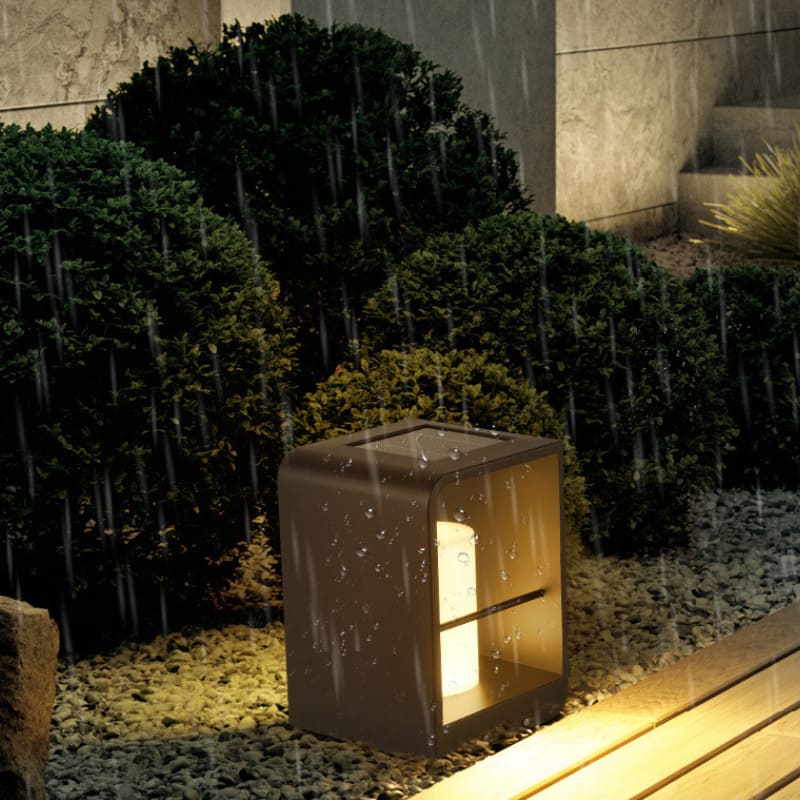 Outdoor Floor Lamp, Modern Style, Metal/Wood
