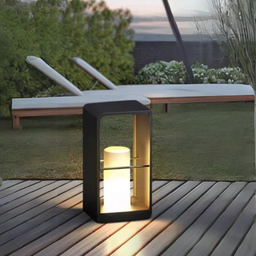 Outdoor Floor Lamp, Modern Style, Metal/Wood