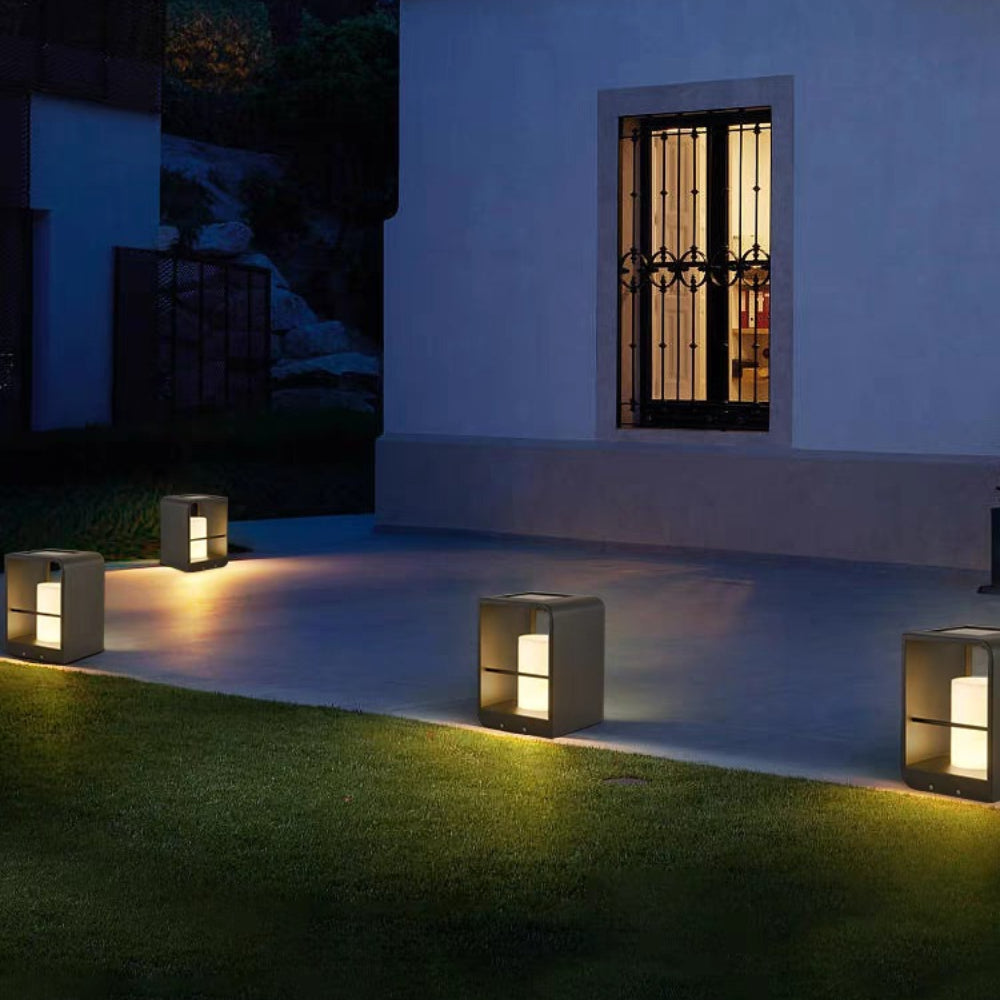 Outdoor Floor Lamp, Modern Style, Metal/Wood