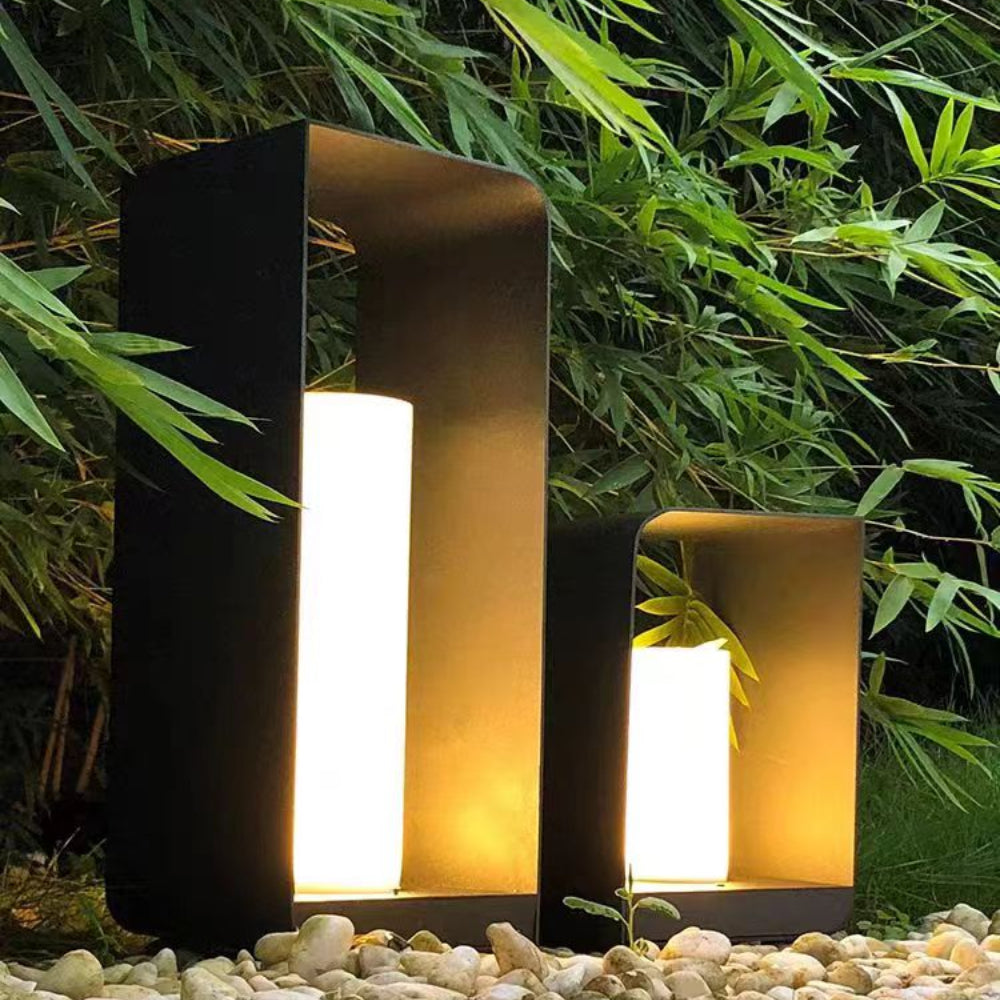 Outdoor Floor Lamp, Modern Style, Metal/Wood
