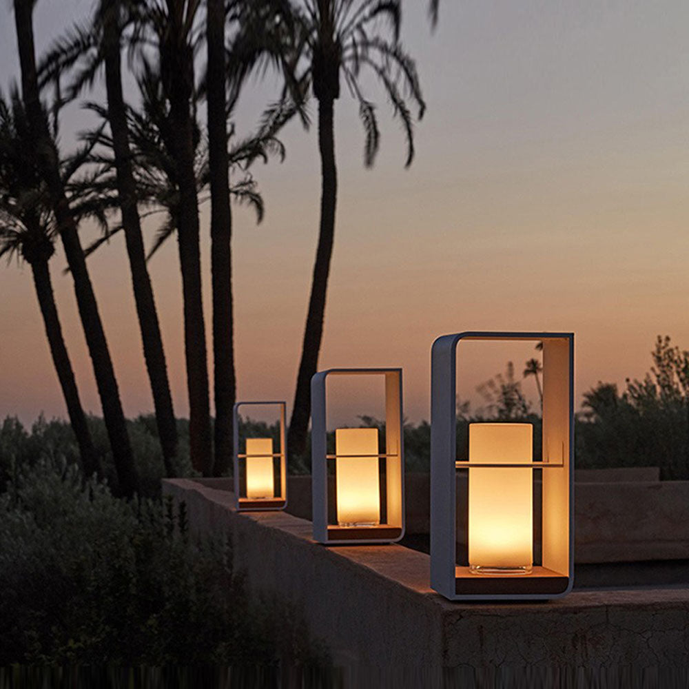 Outdoor Floor Lamp, Modern Style, Metal/Wood
