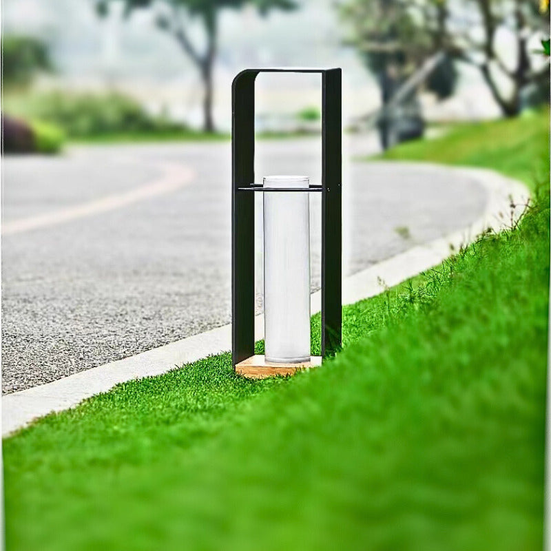 Outdoor Floor Lamp, Modern Style, Metal/Wood