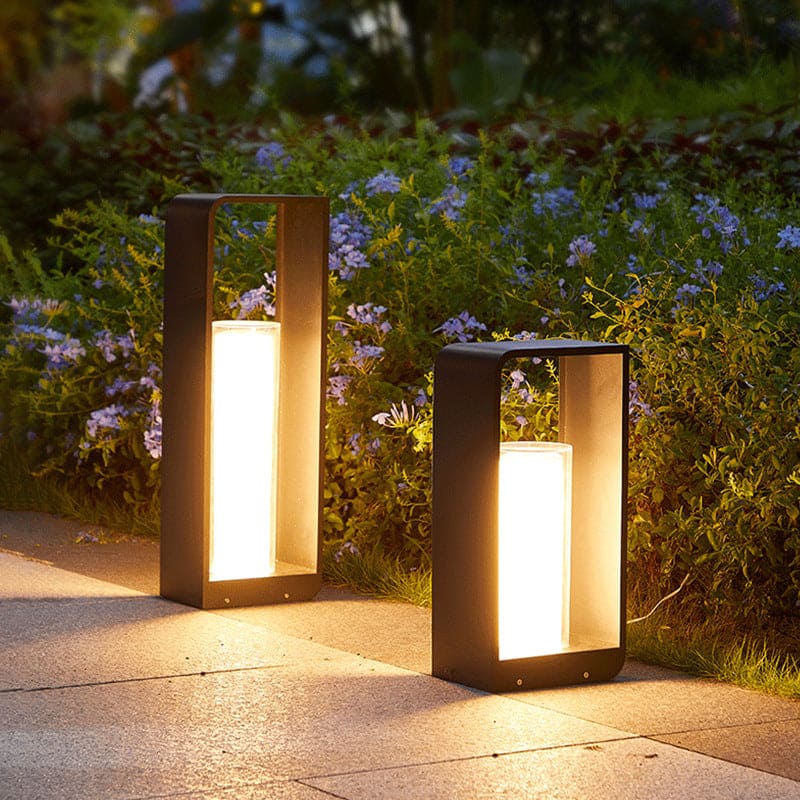 Outdoor Floor Lamp, Modern Style, Metal/Wood