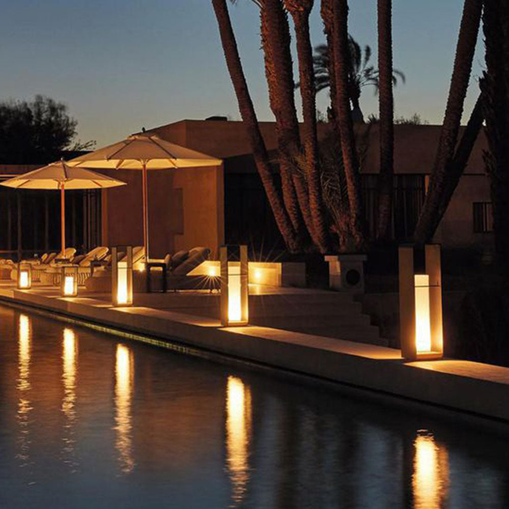 Outdoor Floor Lamp, Modern Style, Metal/Wood
