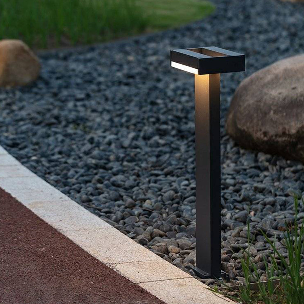 Outdoor Modern Bollard Light – Black Metal