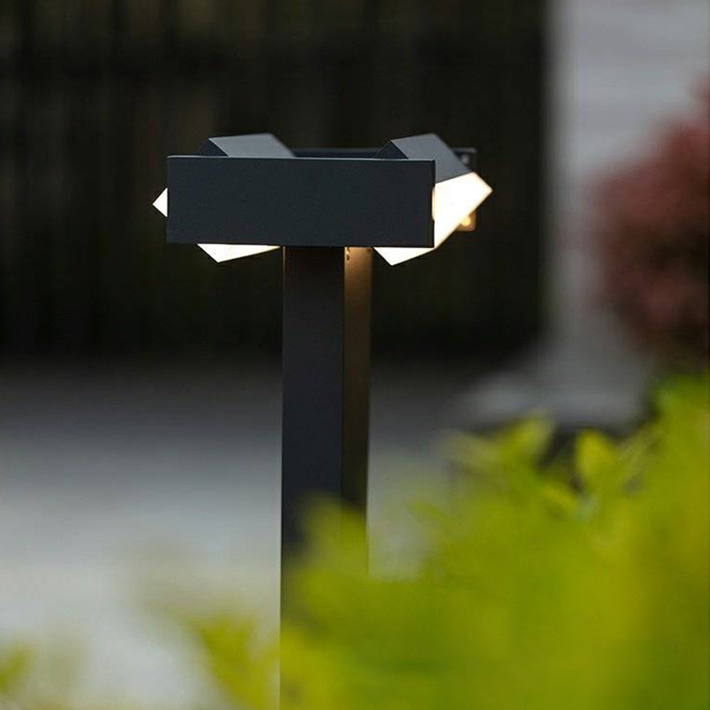 Outdoor Modern Bollard Light – Black Metal