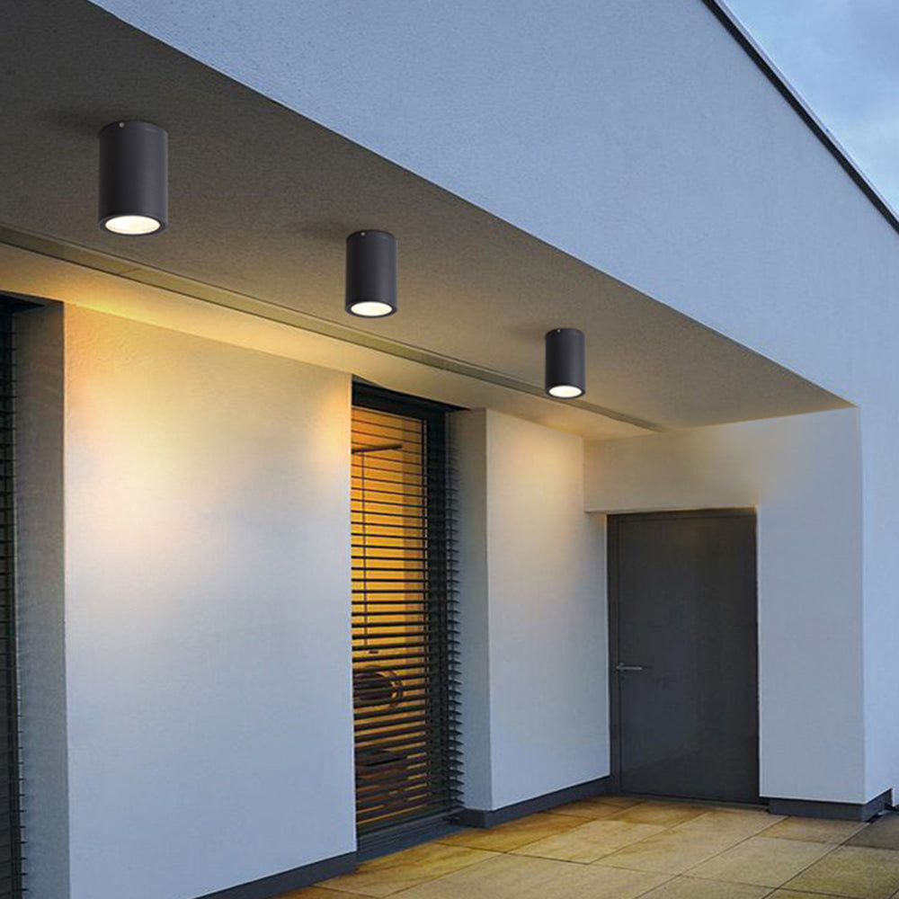 Outdoor Modern Ceiling Light, Black Glass