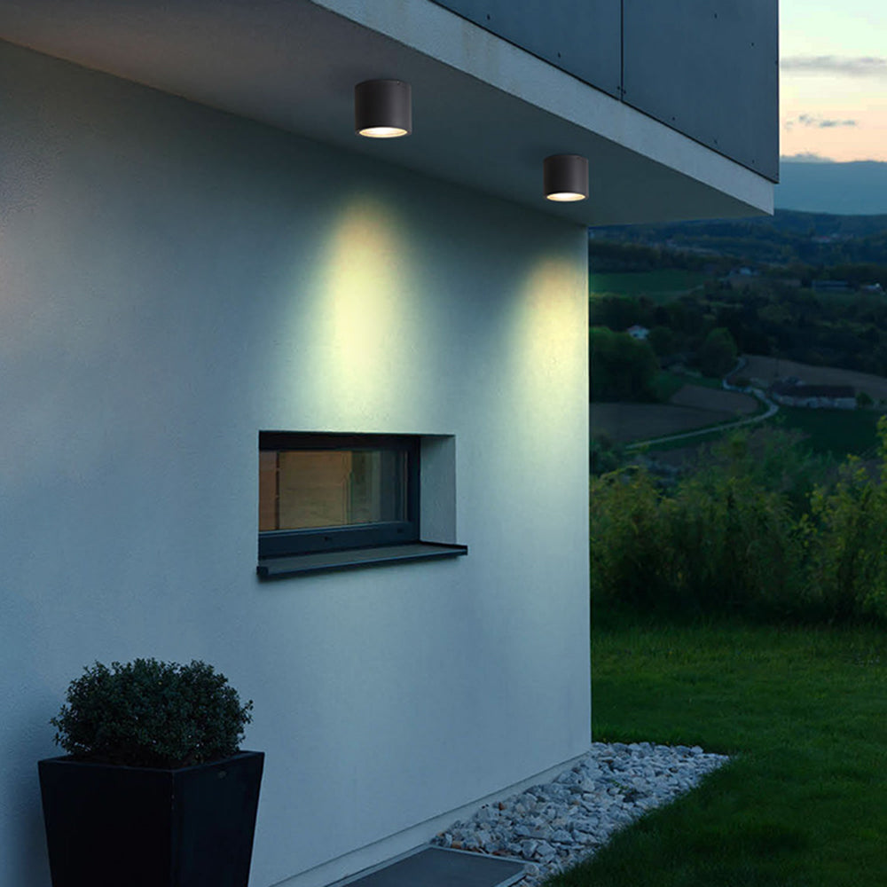 Outdoor Modern Ceiling Light, Black Glass