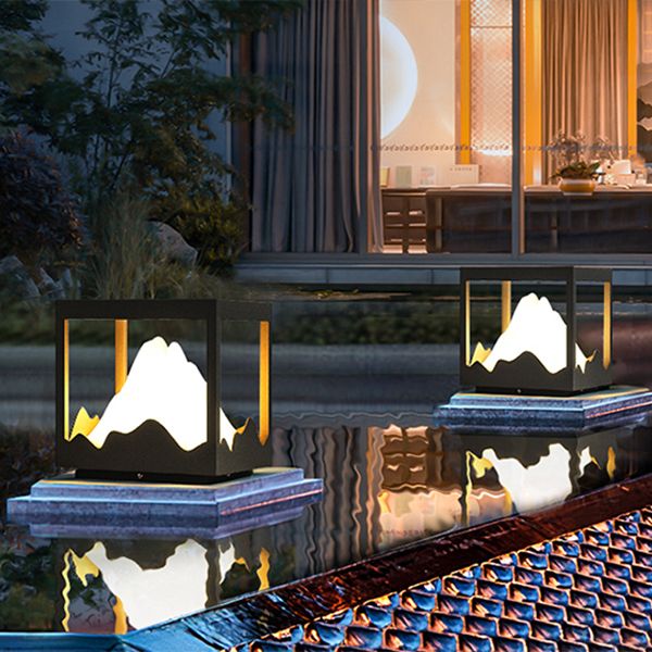 Outdoor Modern Mountain-Inspired Post-Pier Light
