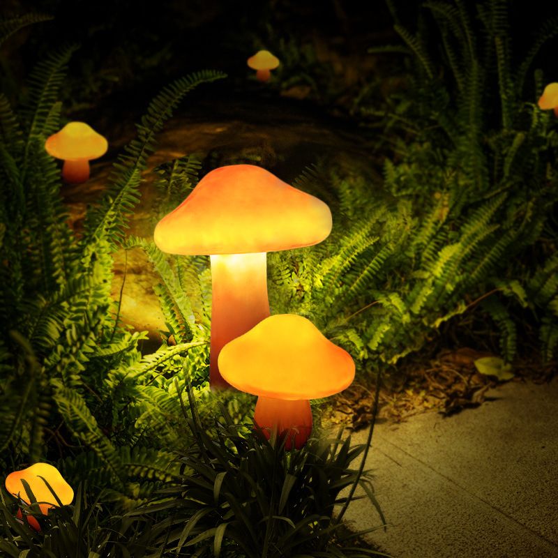 Outdoor Mushroom Ornament Light – Orange Resin