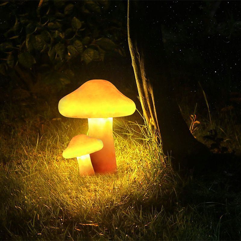 Outdoor Mushroom Ornament Light – Orange Resin