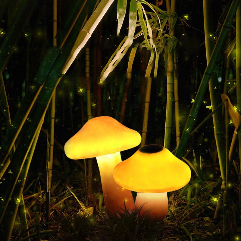 Outdoor Mushroom Ornament Light – Orange Resin