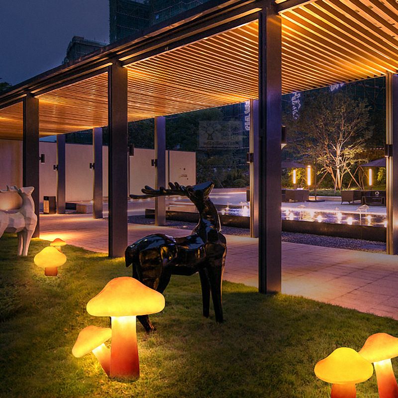 Outdoor Mushroom Ornament Light – Orange Resin