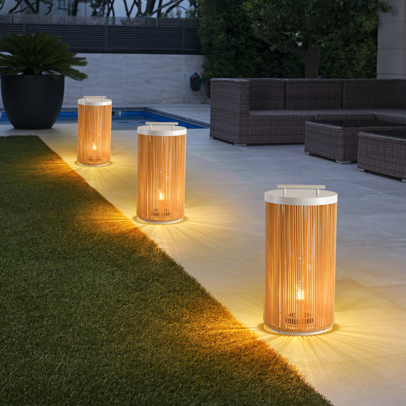 Outdoor Retro Lantern Floor Lamp, Rattan